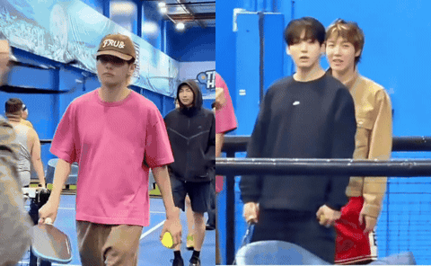 'Tóm dính' dàn trai đẹp BTS mướt mồ hôi trên sân pickleball giữa lúc gây sốt toàn thế giới