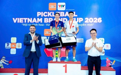 40 tay vợt tranh tài sôi nổi tại giải pickleball do Đoàn Thanh niên VTV phối hợp tổ chức