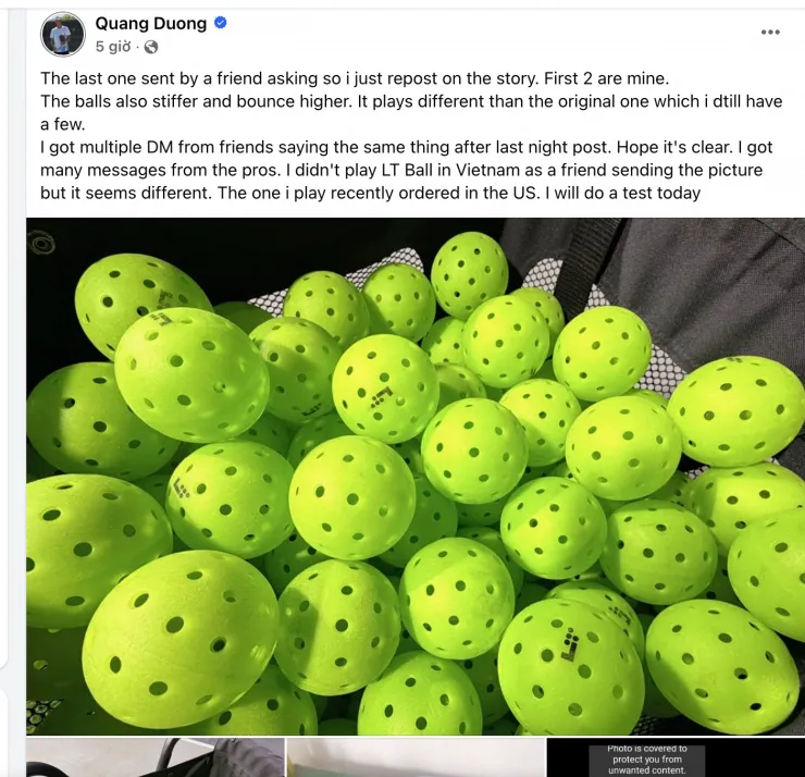 Quang Dương: “Bóng pickleball LT tại Việt Nam trông như bóng giả” - 1